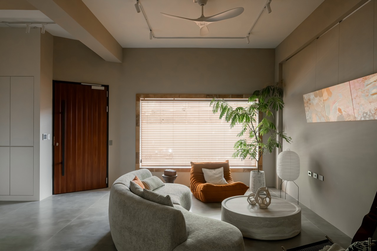 BAYIT first-floor living room and greenery by the window
